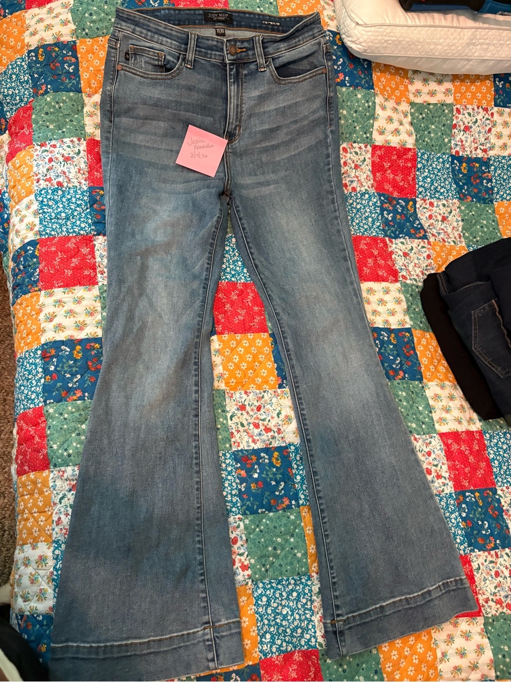 JUDY BLUE 11/30 Trouser Flare Womens Light Blue Jeans -